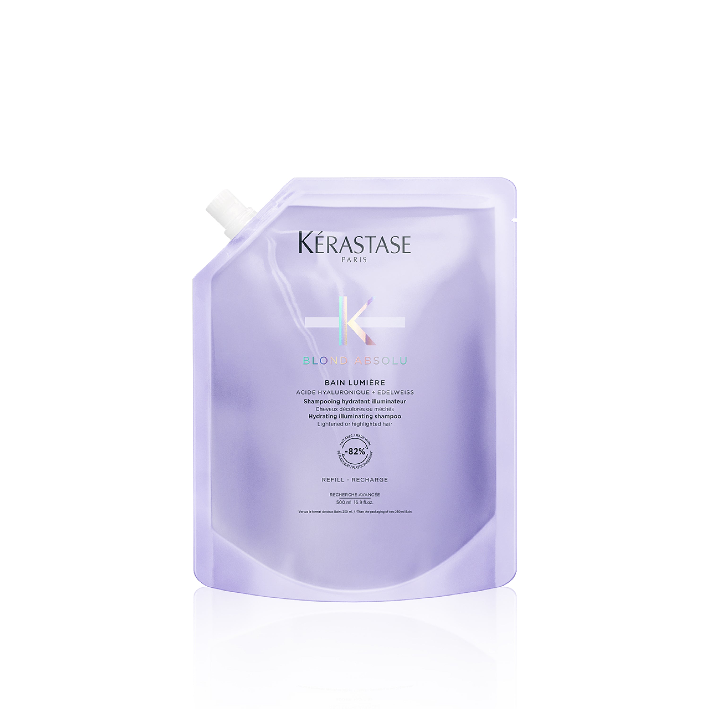 Shampoo hidratante e iluminador en bolsa de recarga