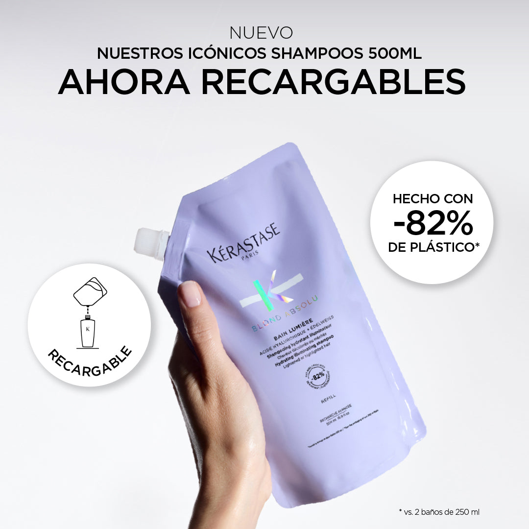 Shampoo hidratante e iluminador en bolsa de recarga