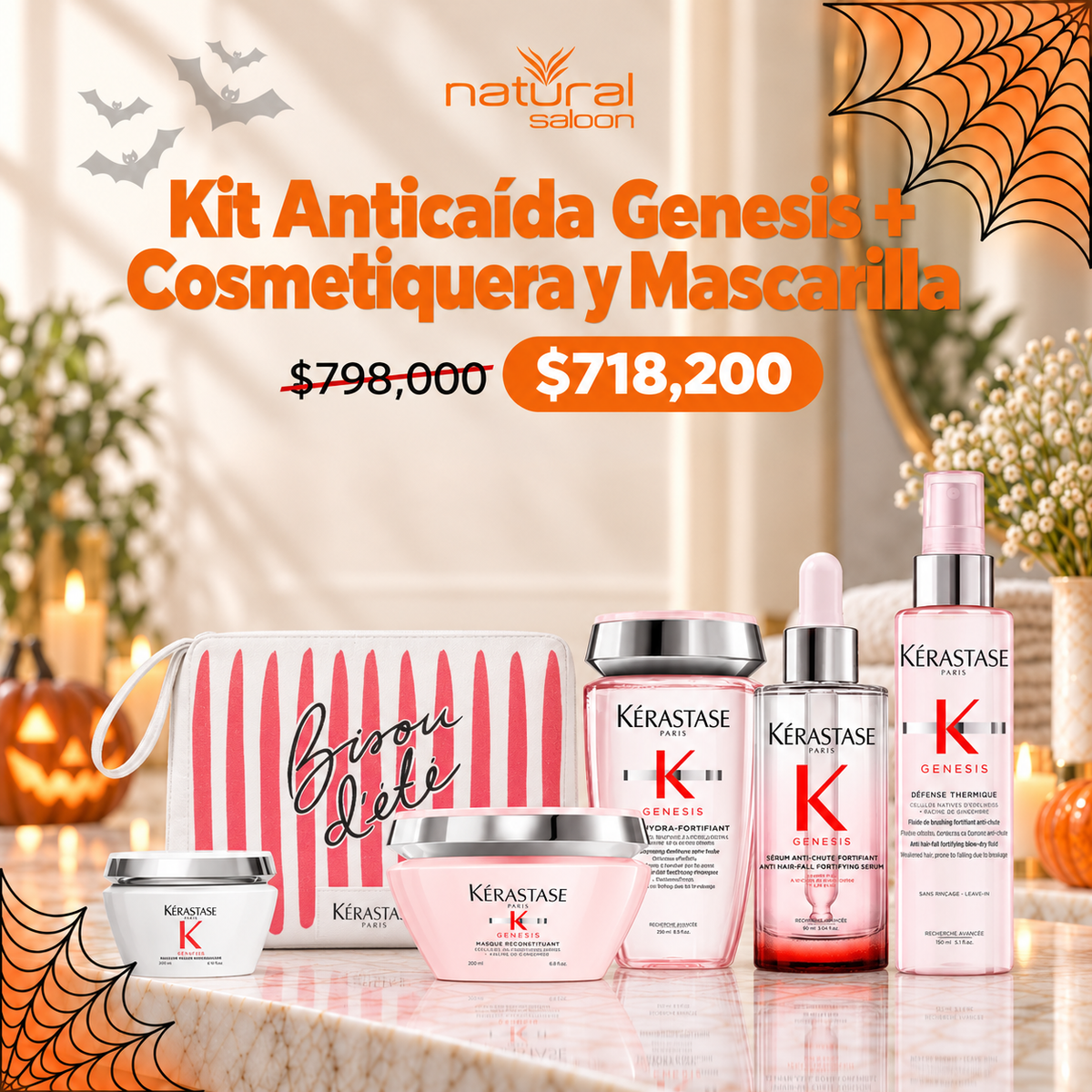 Kit Anticaída Genesis + Cosmetiquera y Mascarilla