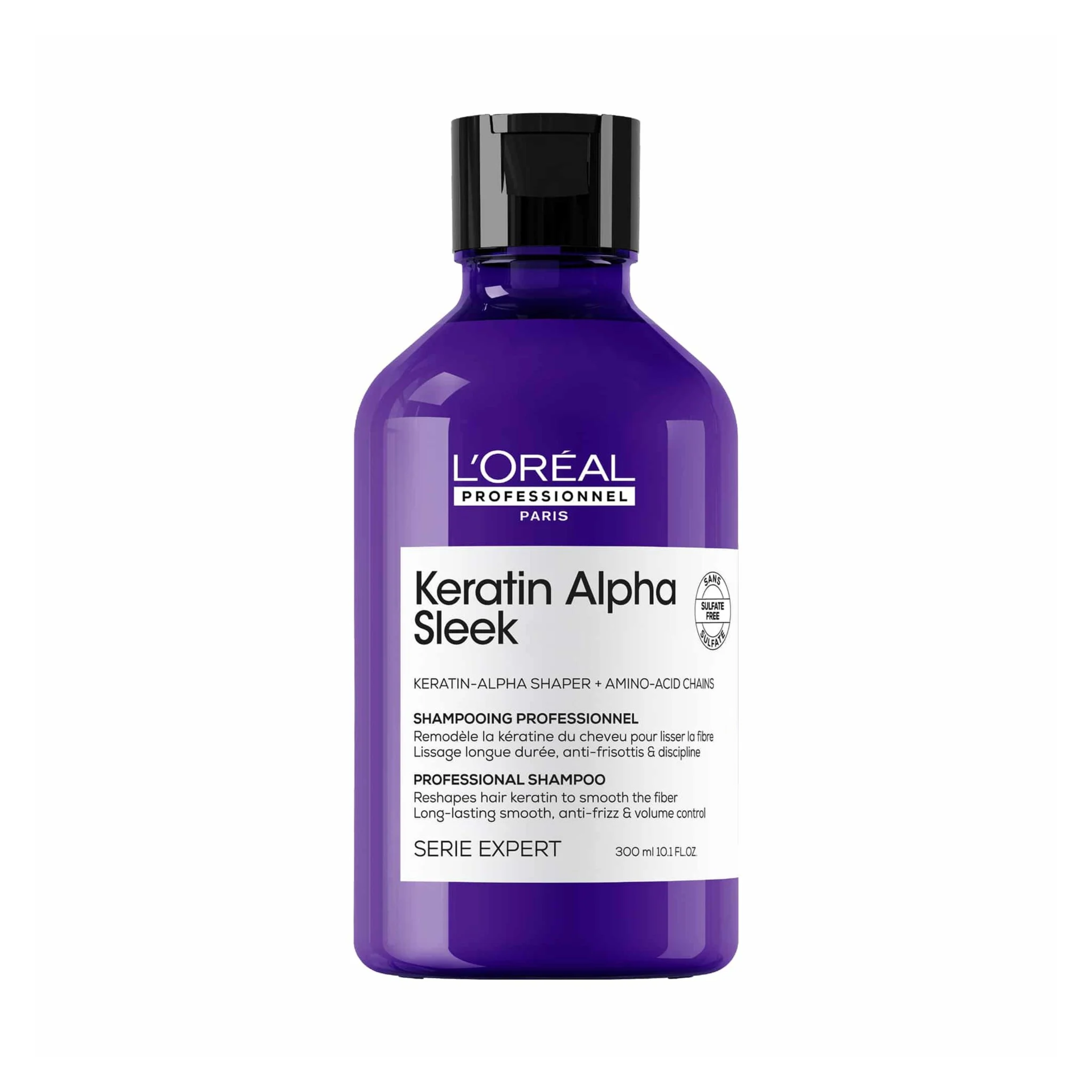 Shampoo sin sulfatos para suavidad, control frizz y volumen.